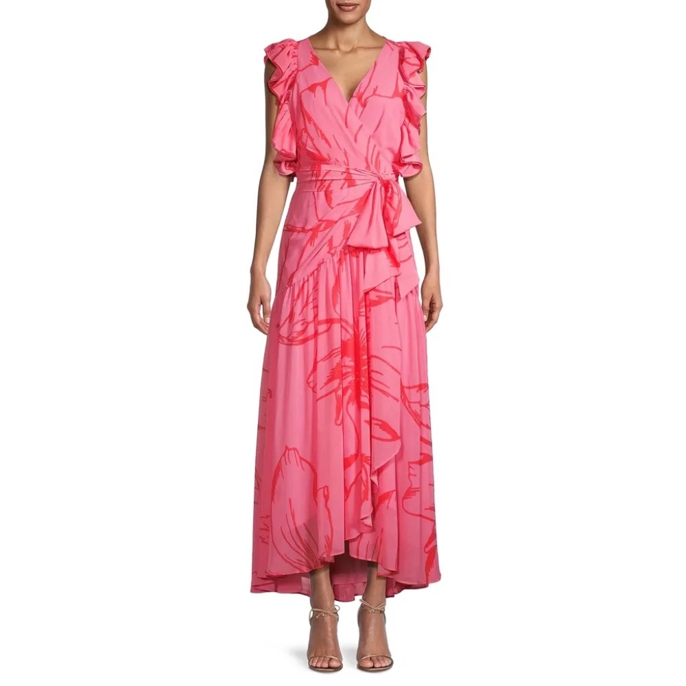 NWT Hutch Beck Chiffon Floral Wrap Maxi Dress - size XS